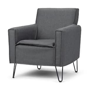Warren 28 in. Wide Slate Grey Woven Fabric Mid Century Modern Accent Chair