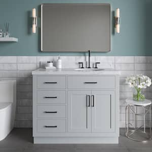 Hepburn 43 in. W x 22 in. D x 36 in. H Bath Vanity in Grey with Carrara Marble Vanity Top in White with White Basin