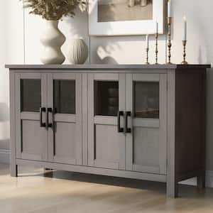 51 in. W x 15.6 in. D x 34 in. H Gray Linen Cabinet Storage Cabinet with Adjustable Shelf and Metal Handles