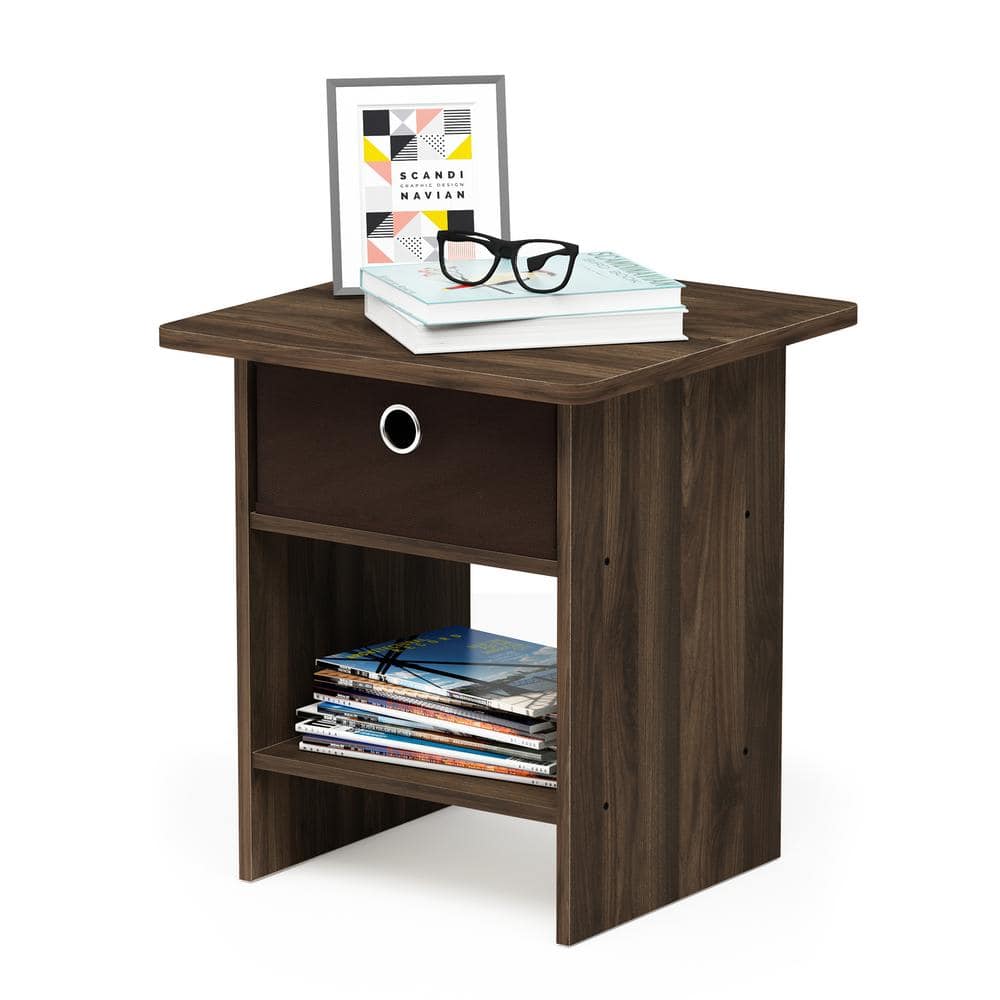 Columbia Walnut Square Wood End Table with Storage