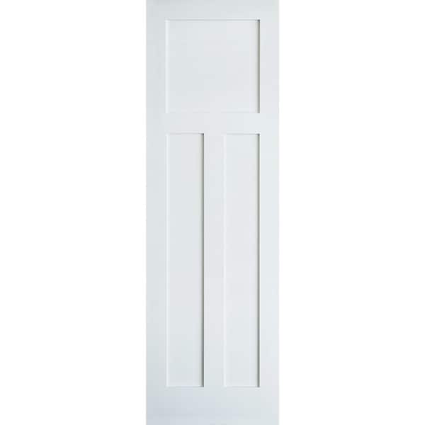 28 in. x 96 in. Craftsman Shaker 3-Panel Primed Solid Core MDF Interior Door Slab