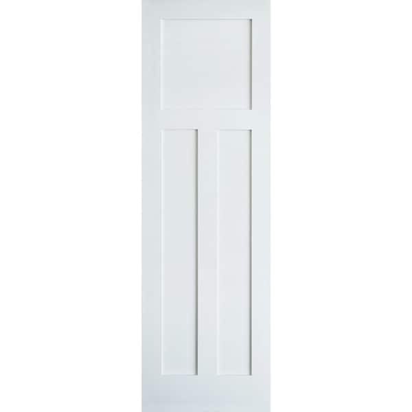 Krosswood Doors 30 in. x 96 in. Craftsman Shaker 3-Panel Primed Solid Core MDF Wood Interior Door Slab