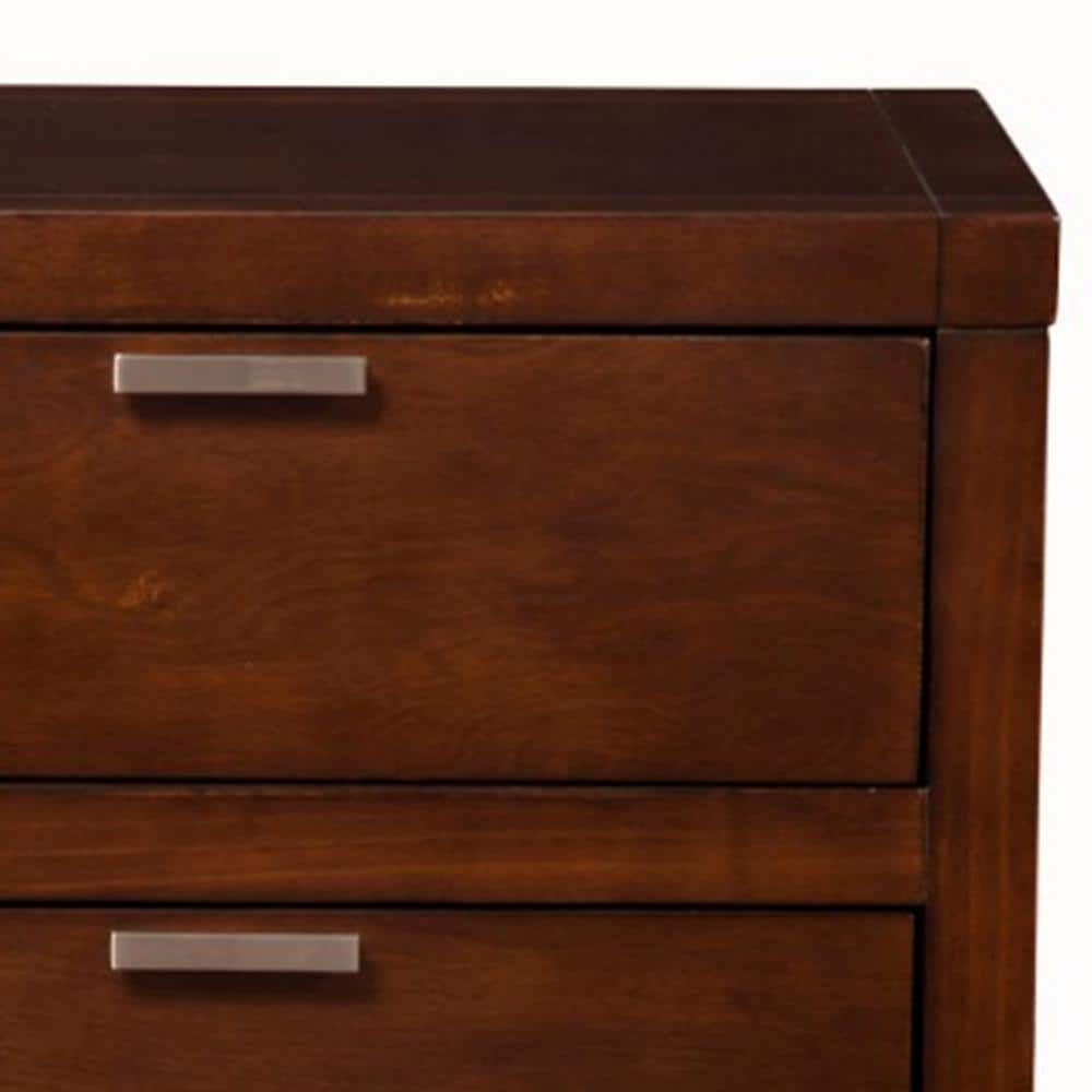 24" Brown Faux Wood 2-Drawer Nightstand