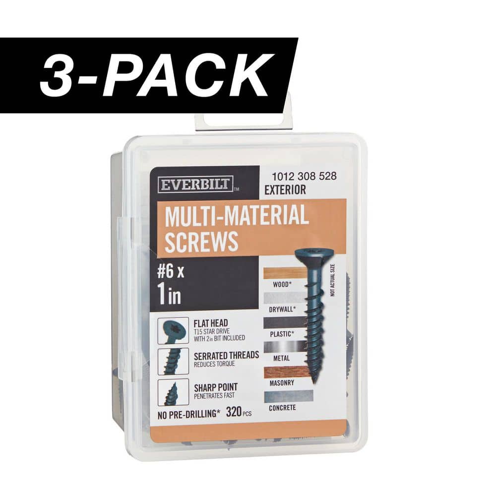 3-Pack #6 x 1 in. Black 6-Lobe Star Drive Exterior Flat Head Multi-Material Screw (3 lb / 960-Piece) price history on PriceWatchPro
