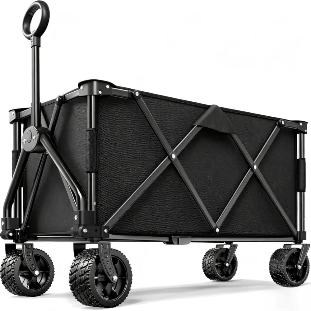 420 lb Foldable Beach Wagon Cart with Big All Terrain Wheels, 180L ...
