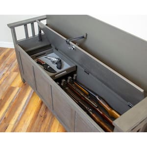 Concealment Series 5-Gun Key Lock Gun Cabinet Concealment Bench in Mountain Gray Veneer