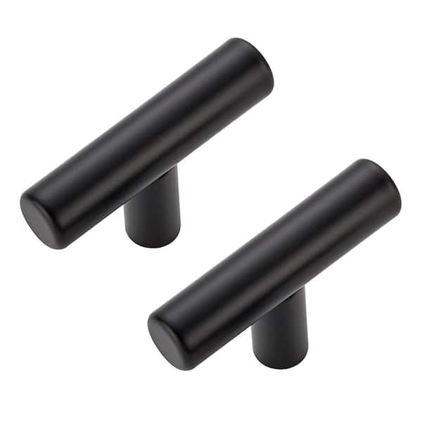 30-Pack 2 in. Matte Black Kitchen Cabinet Knobs, Stainless Steel Single Hole T Bar Cabinet Pulls
