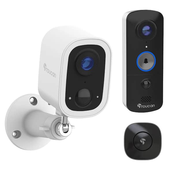 S4 Wireless Battery Operated Li-Ion 2K Security Camera with V3 Wireless 1080p Video Doorbell, No Monthly Fee Required
