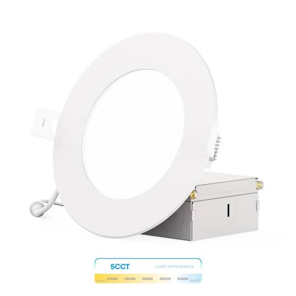 4 in. 5CCT Selectable 9-Watt 750 Lumens Ultra-Thin Integrated LED Light Kit, Flush Mount, Dimmable, Wet Rated