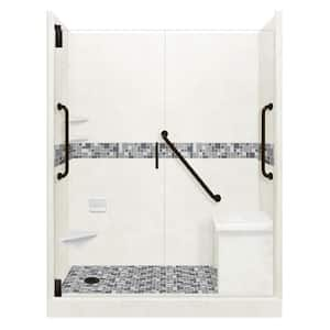 Newport Freedom Grand Hinged 30 in. x 60 in. x 80 in. Left Drain Alcove Shower Kit in Natural Buff and Black Pipe