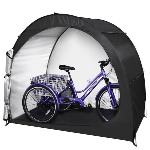 BOZTIY 63 in. x 47.25 in. x 78.74 in. Black Outdoor Bike Cover Bike Storage Tent, Waterproof Lawn Mower Garden Tools Shed