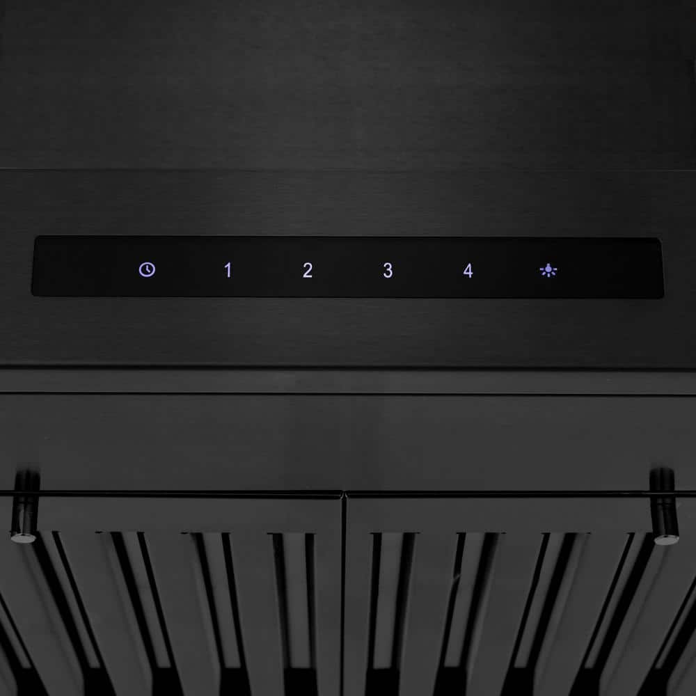 24 Inch Black Stainless Steel Convertible Wall Mount Range Hood