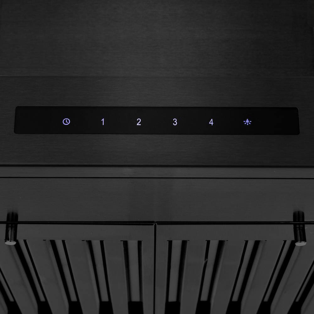 24 Inch Black Stainless Steel Wall Mount Range Hood with Bluetooth Speakers