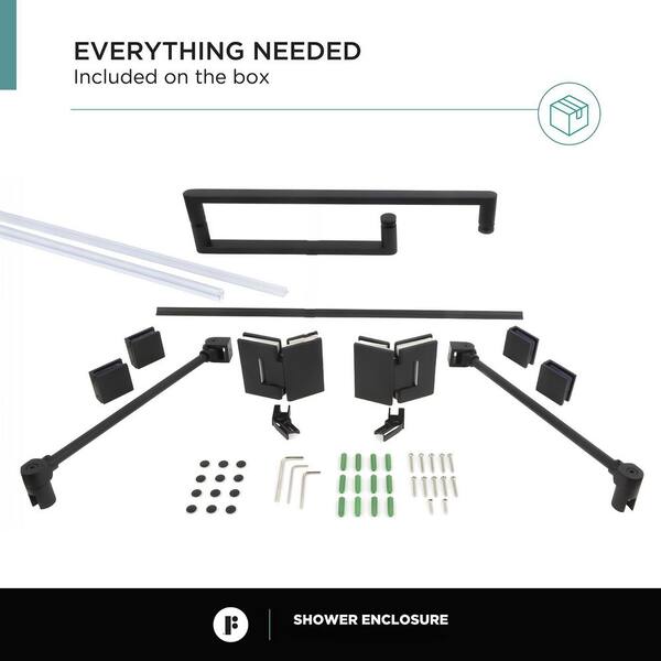 FINE FIXTURES 42 in. W x 74.25 in. H Fixed Frameless Corner Shower
