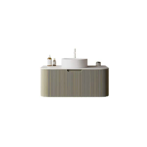 Yunus 36 in. Floating Light Green Bath Vanity with White Cultured Marble Top Unassembled