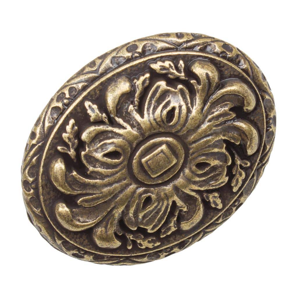 Antique Brass Ornate Oval Cabinet Knob Multipack