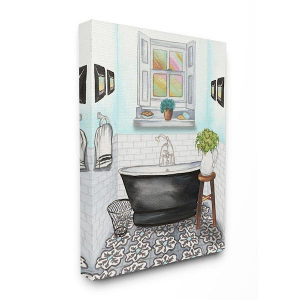 Stupell Industries 30 in. x 40 in. "Cute Bathroom Blue" by Elizabeth Medley Canvas Wall Art