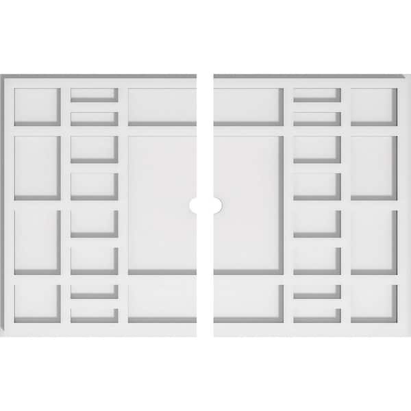 Ekena Millwork 24 in. W x 16 in. H x 1 in. ID x 1 in. P Beaux Architectural Grade PVC Contemporary Ceiling Medallion (2-Piece)
