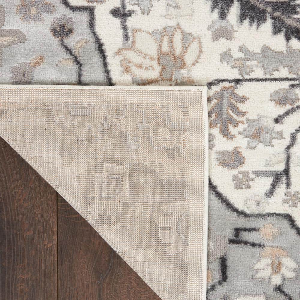 Ivory Grey Medallion 8' x 10' Vintage-Inspired Area Rug