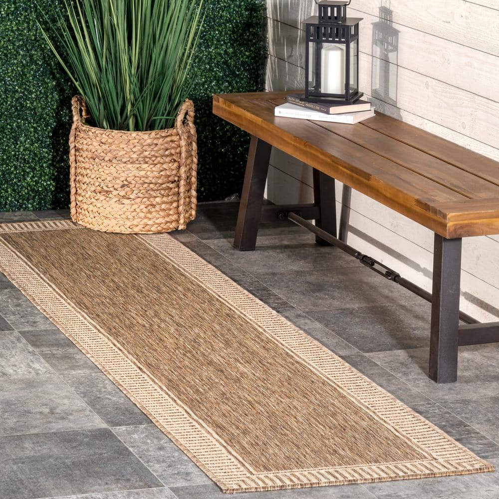 Asha Light Brown Synthetic Flat Woven Indoor/Outdoor Runner Rug