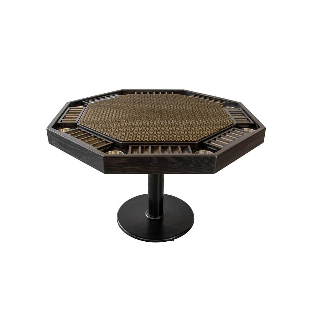 Mocha Oak 48'' Octagonal Poker Table with Metal Base