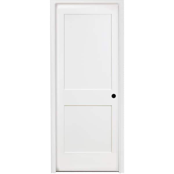 Steves & Sons 30 in. x 80 in. 2-Panel Square Shaker White Primed LH ...