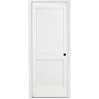 36 in. x 80 in. 2-Panel Square Shaker White Primed LH Solid Core Wood Single Prehung Interior Door with Nickel Hinges