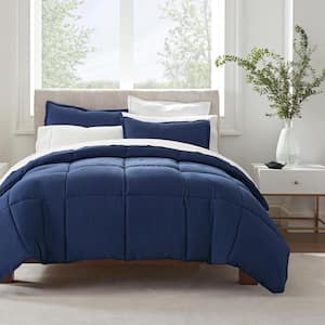 Simply Clean 3-Piece Navy Solid Microfiber King Comforter Set