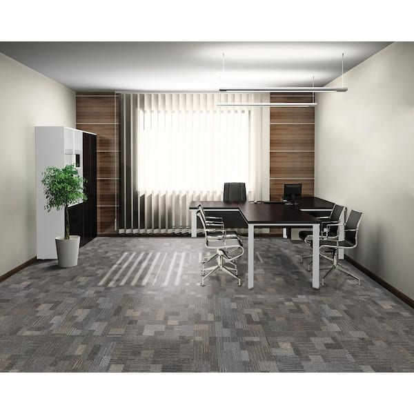 Basics - Stone Walk - Brown Commercial/Residential 24 x 24 in. Glue-Down Carpet Tile Square (96 sq. ft.)