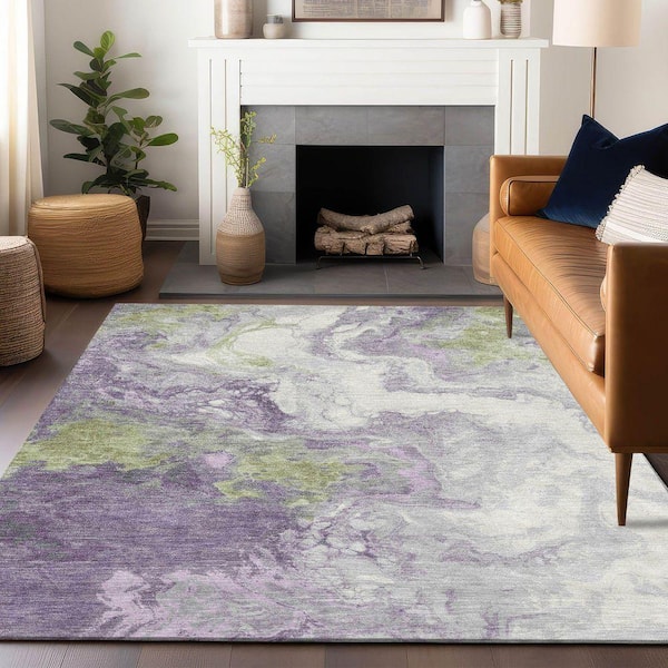 Chantille Machine Washable Indoor/Outdoor Abstract ACN1841 Lavender 8 ft. x 10 ft. Accent Rug