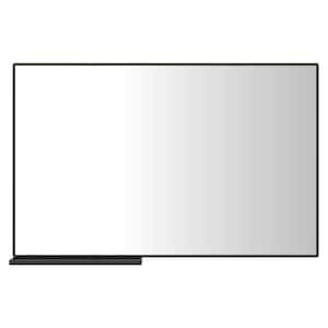 48 in. W x 30 in. H Modern Rectangle Metal Framed Black Wall Mirror with Storage Rack for Living Room