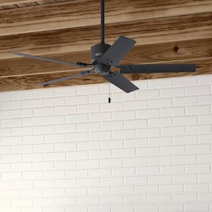 Windbound 52 in. Indoor/Outdoor Matte Black Ceiling Fan For Patios or Bedrooms