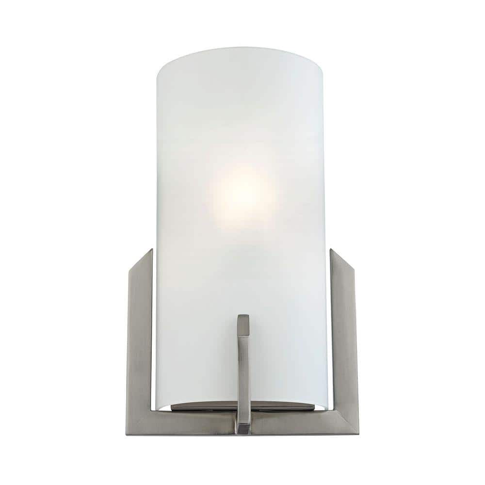 Brushed Nickel White Glass Single Light Sconce