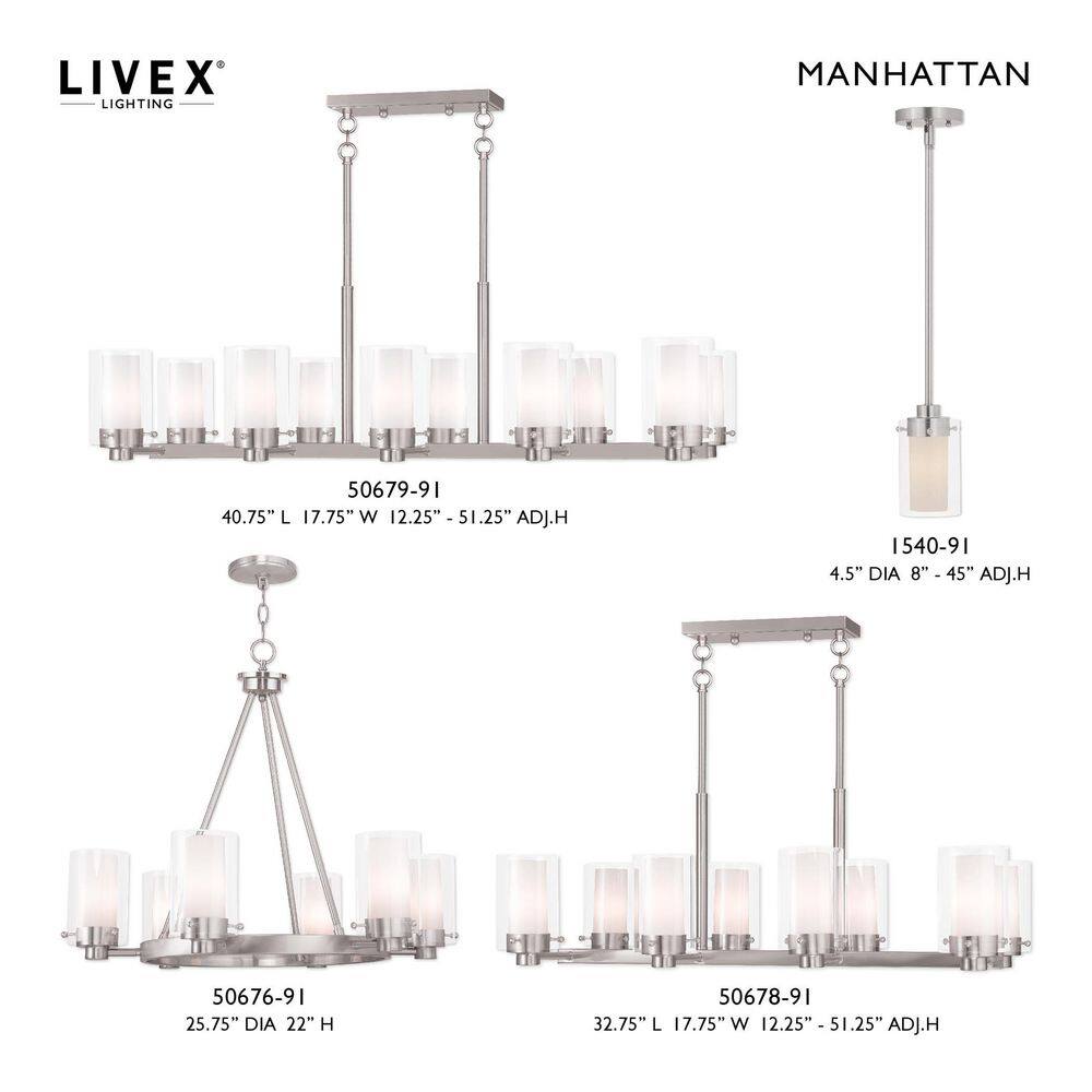 Manhattan Brushed Nickel 10-Light Chandelier with Clear Glass Shades
