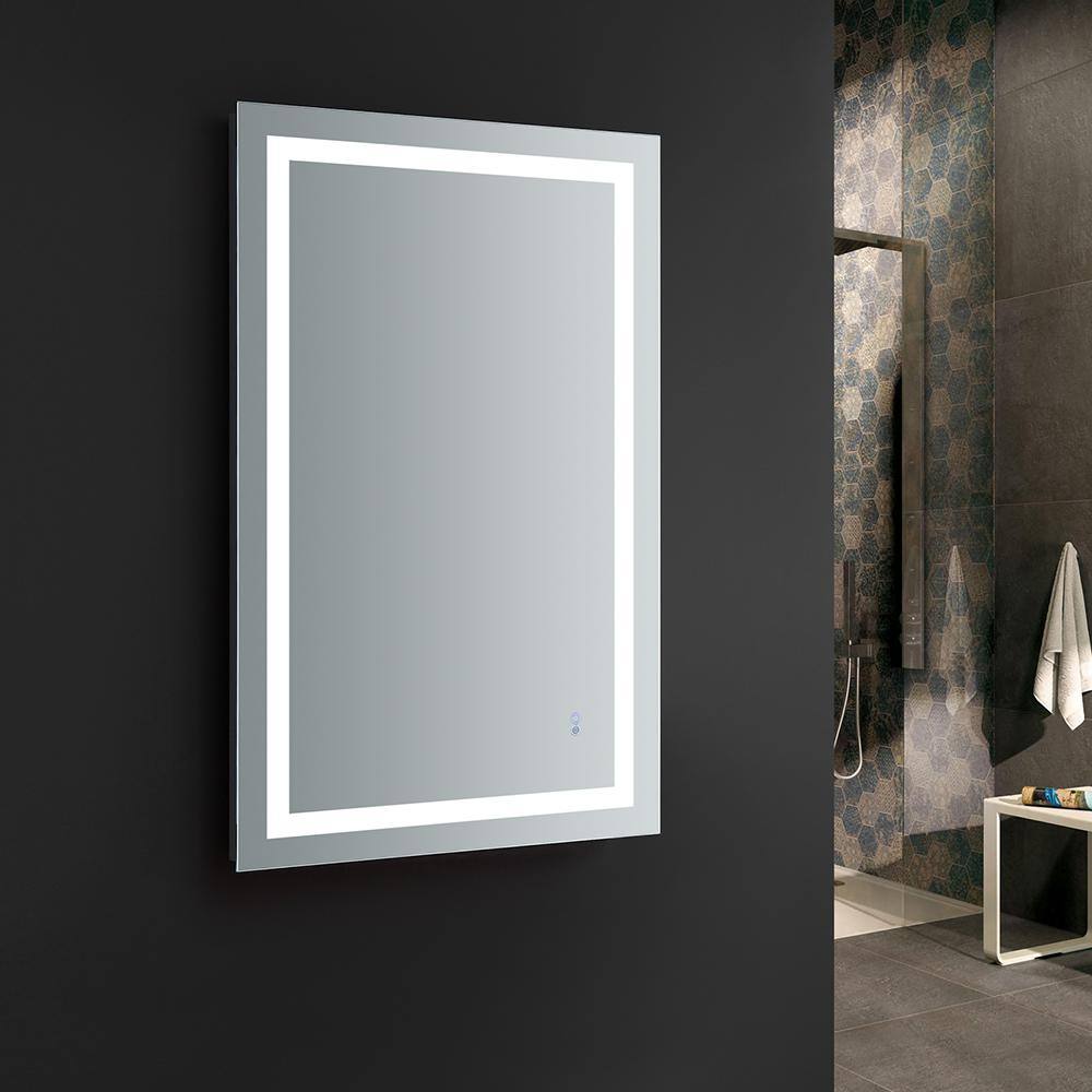 Sleek 48"x30" Transitional Frameless Vanity Mirror with LED & Defogger