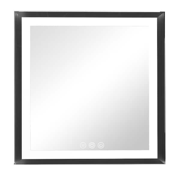 KeonJinn 36 in. W x 36 in. H Rectangular Aluminum Framed with 3 Colors Dimmable LED Anti-Fog Wall Mount Bathroom Vanity Mirror