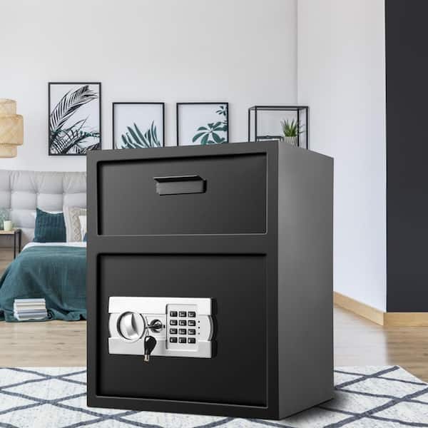 Digital Depository Safe Carbon Steel Electronic Code Lock Depository Safe with Deposit Slot, 17.7 in. H Black Backpack