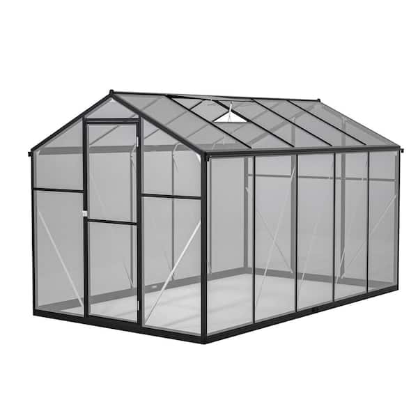 FIROMO 6 ft. x 10 ft. Outdoor Aluminum Large Walk-in Polycarbonate Greenhouse, with Lockable Doors, Ventilation Windows