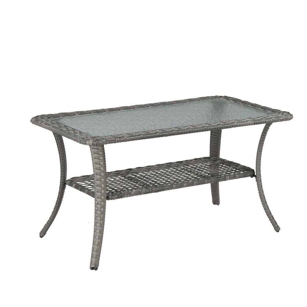 Square Gray Wicker Outdoor Side Table with Shelf price history on PriceWatchPro