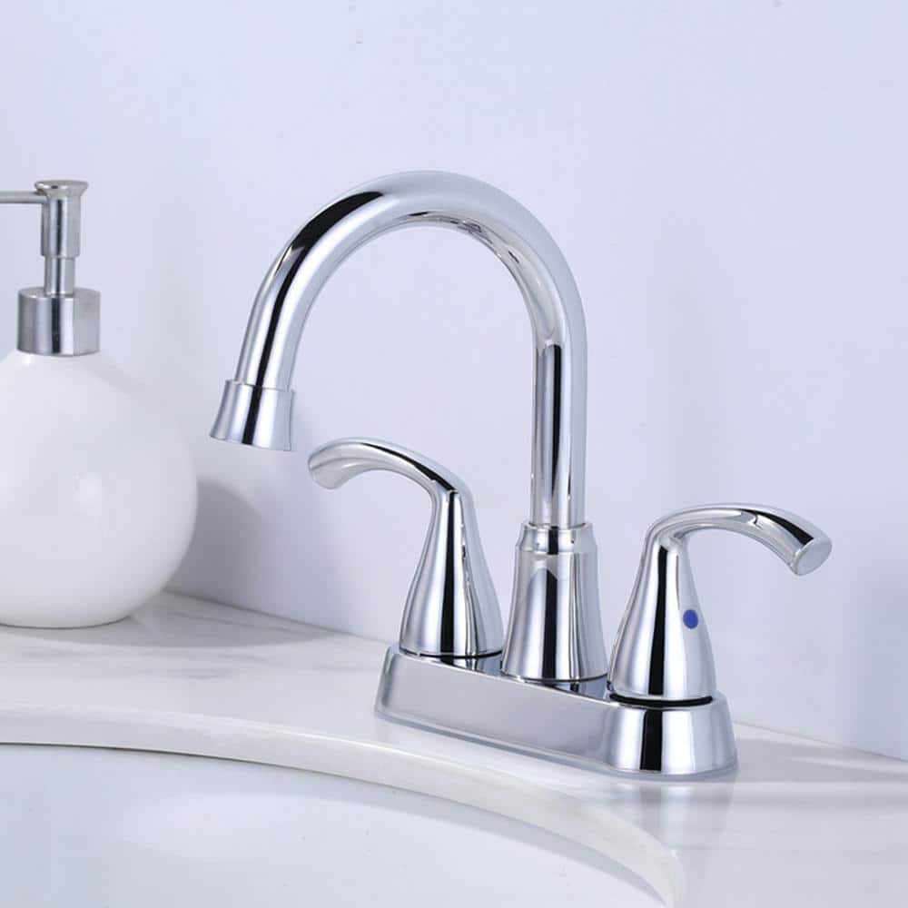 Polished Chrome Double Handle High Arc Bathroom Faucet