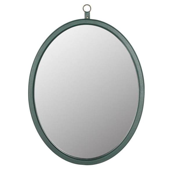 Unbranded 23.6 in. W x 29.9 in. H Oval Framed Wall Bathroom Vanity Mirror in Green
