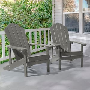 Charcoal Gray HIPS Plastic Weather Resistant Adirondack Chair for Outdoors (2-Pack)