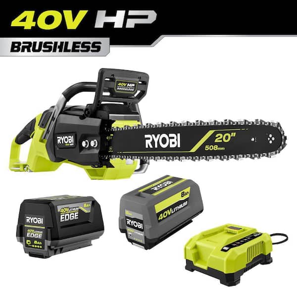 40V HP Brushless 20 in. Battery Chainsaw with 8.0 Ah Battery, 8.0 Ah Lithium-Ion High Performance EDGE Battery & Charger