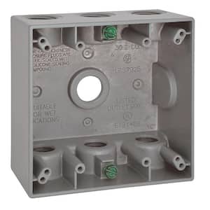 3/4 in. Gray Metal Weatherproof 2-Gang 7-Hole Electrical Outlet Box