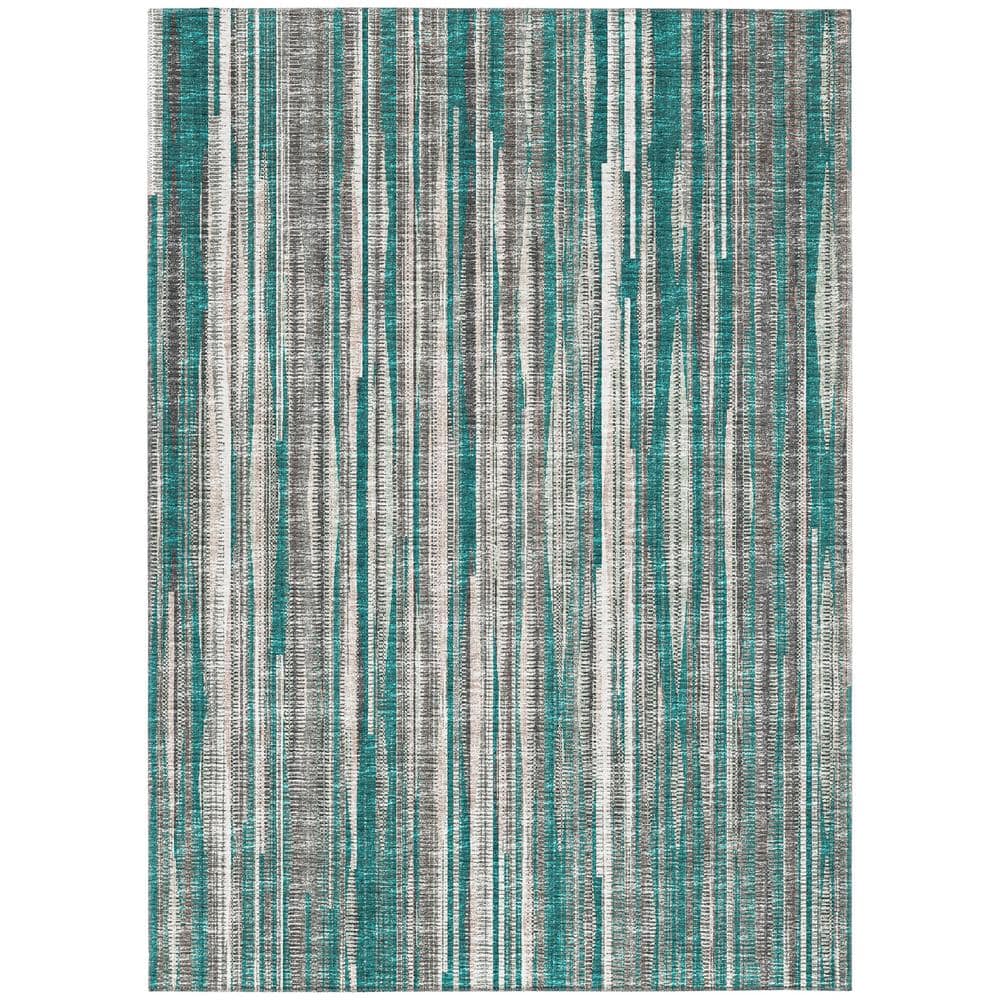 Addison Rugs Waverly Blue 8 ft. x 10 ft. Geometric Indoor/Outdoor Area