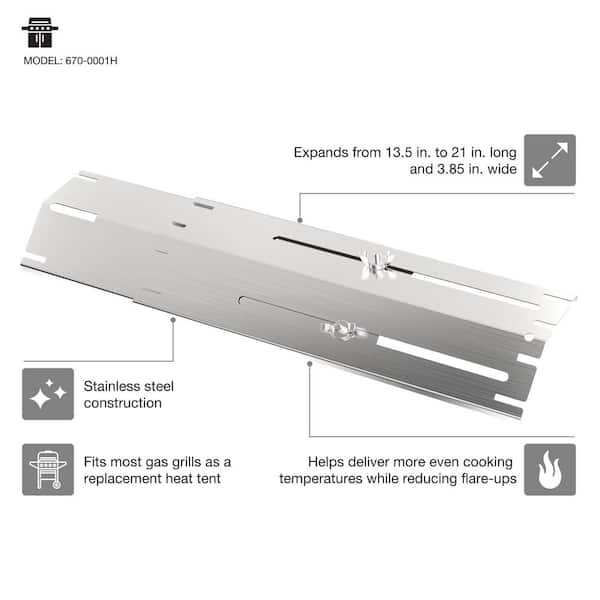 Stainless Steel Adjustable Heat Tent for Gas Grills 13.5 in. to 21 in.