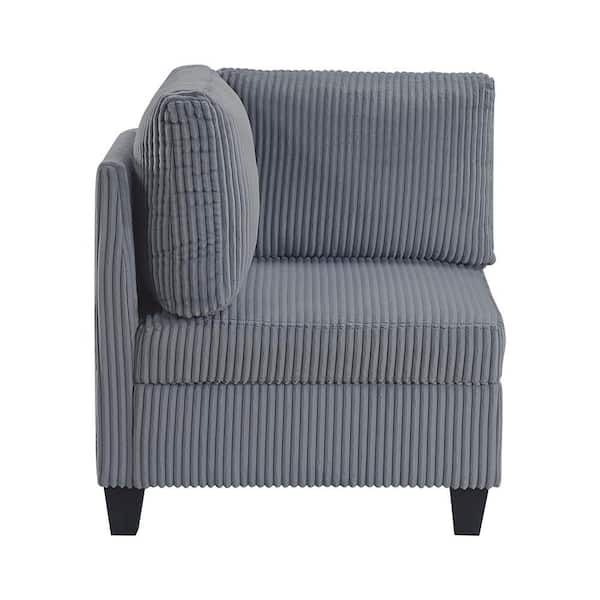Lazzara Kieran Dark Gray Corduroy Fabric Upholstery Corner Seat Armless Chair with Storage