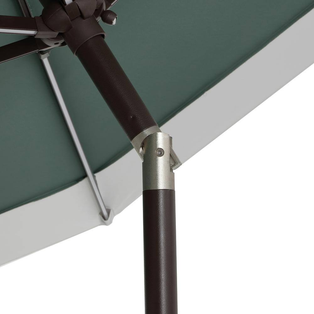 Spencer 9 ft. Green and White Aluminum Coastal Patio Umbrella with LED Lights