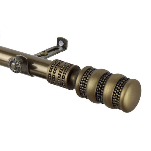 Rod Desyne 28 in. - 48 in. Telescoping Single Curtain Rod Kit in Antique Brass with Dollop Finial