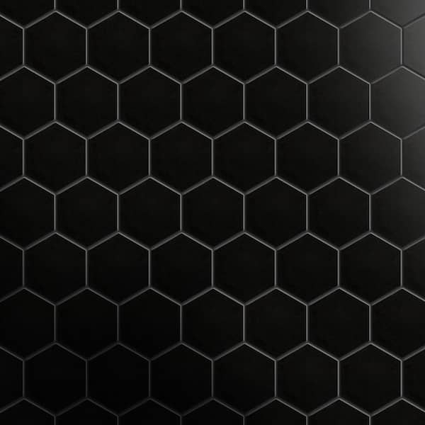 Metro 2 in. Hex Matte Black 11-1/8 in. x 12-5/8 in. Porcelain Mosaic Tile (10.0 sq. ft./Case)